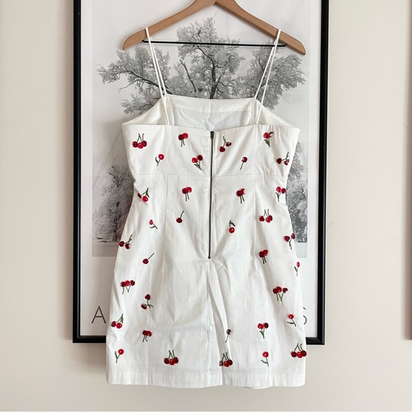 Anthropologie Dress The Brynne 3D Spaghetti Strap by Maeve White Cherries Size 8 - Picture 6 of 16